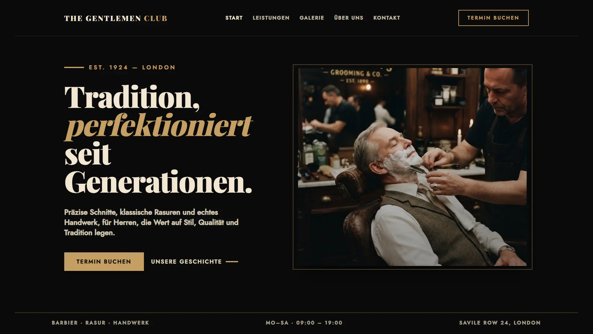 Website-Konzept für The Gentlemen Club